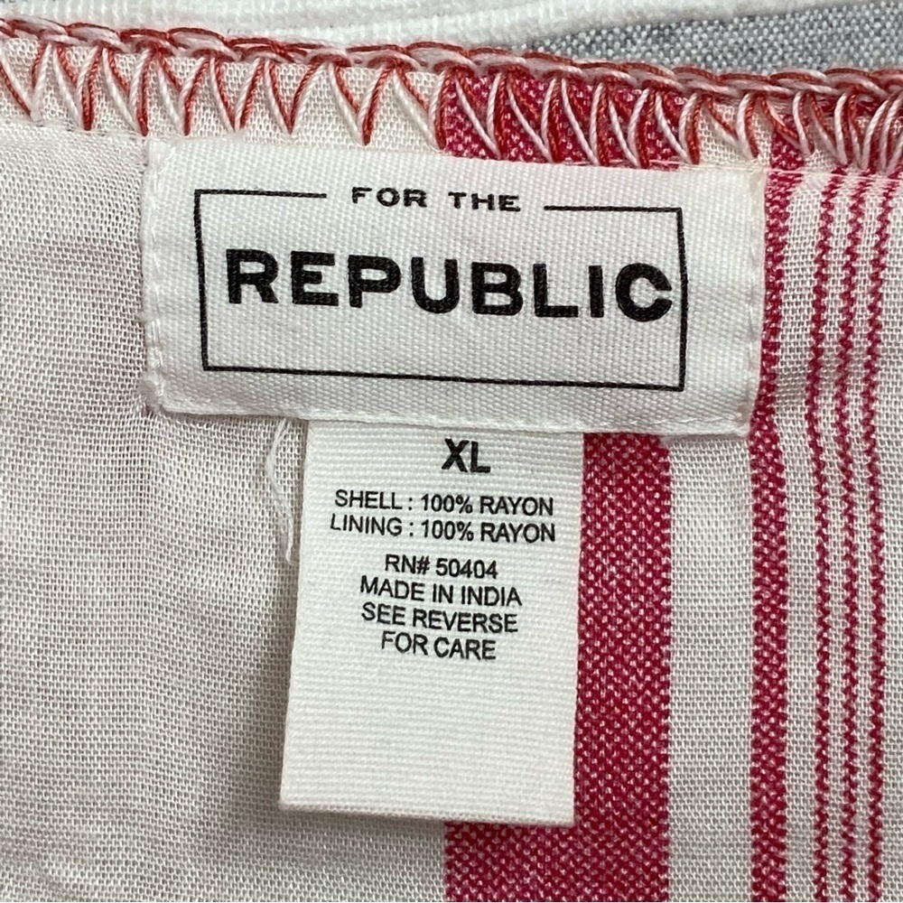 FOR THE REPUBLIC / Red & Cream Ruffle Sleeve Dress Size XL - Picture 3 of 8
